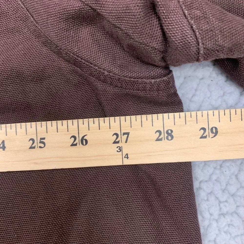 Duluth Trading Co Shirt Jacket Mens 2XL Tall Brown Cotton Canvas Plaid‎ Lined
